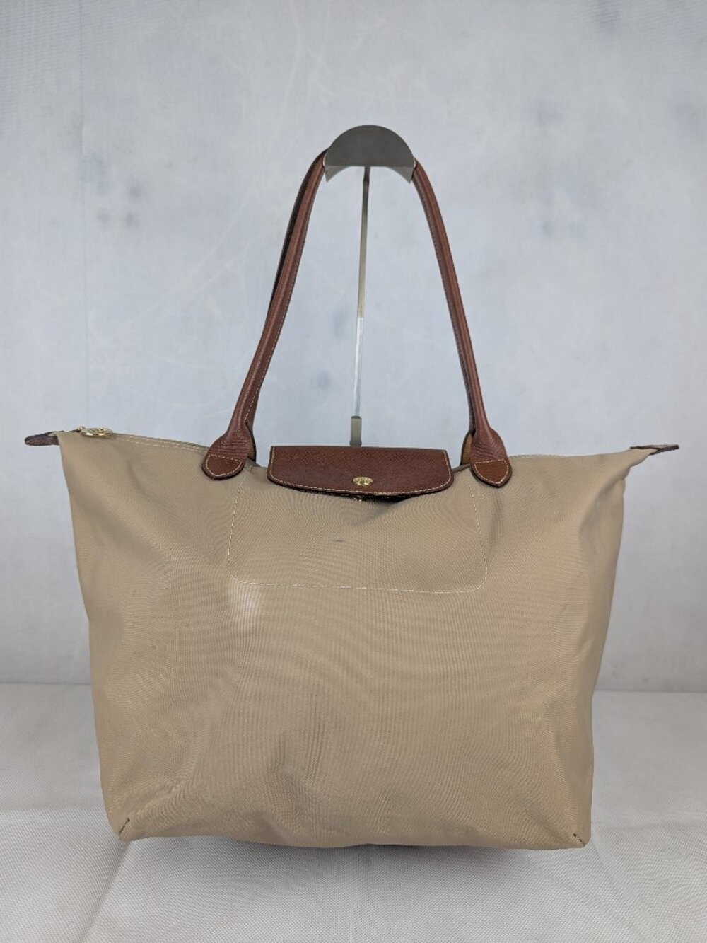 Authentic Longchamp Le Pliage Tote Bag Beige - Nylon Leather - Preowned Nice